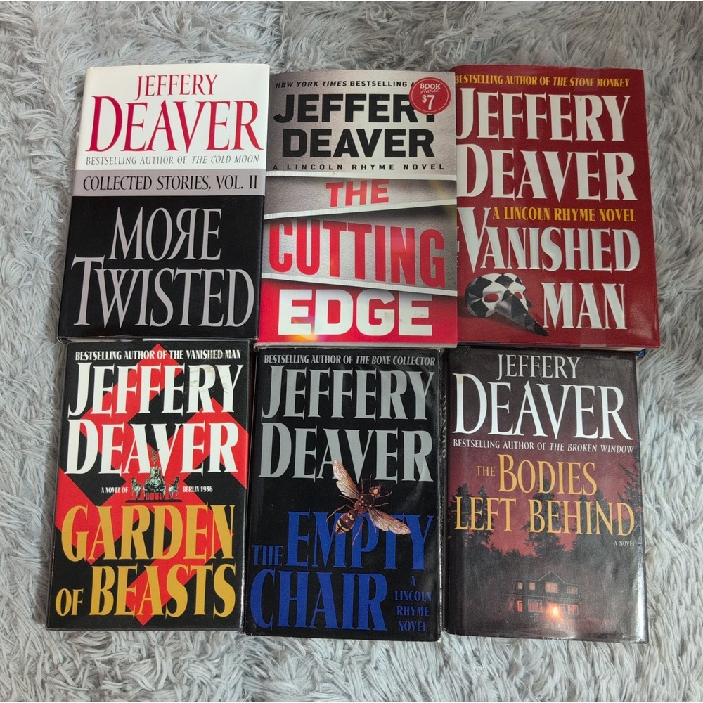 Jeffery Deaver Books  Lot of 6 Hardcover Novels Garden Of Beasts More Twisted